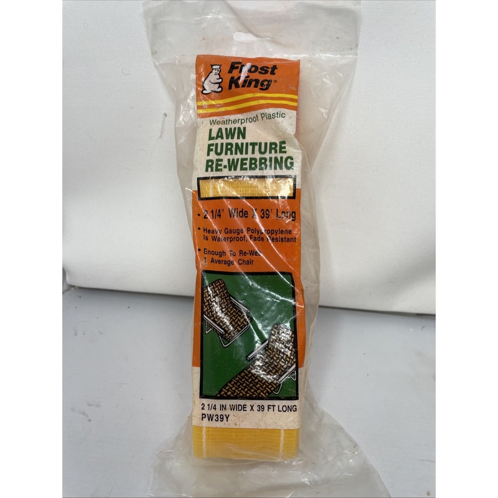 Frost King Lawn Chair Webbing Yellow White Stripe 2.25"‎ Wide 39' Long 13yd ea
